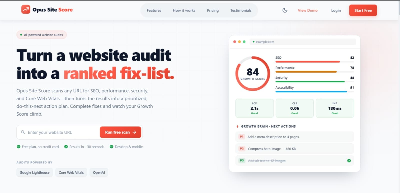 OpusSiteScore product preview